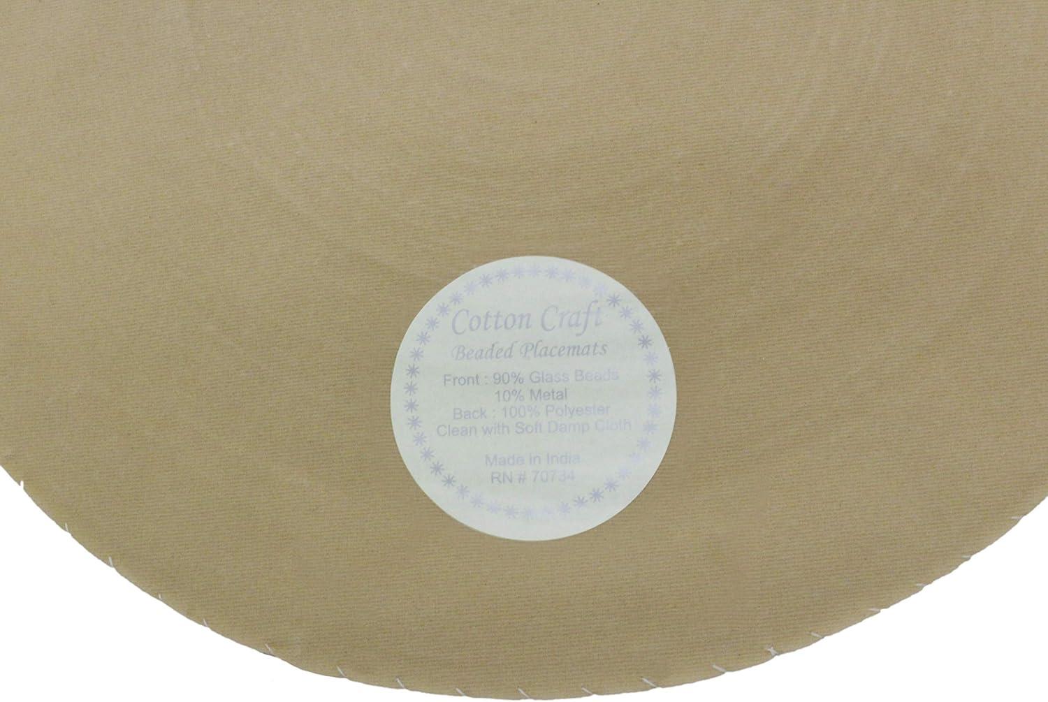 imageCOTTON CRAFT Glitz Beaded Charger Placemat  Red Jingle Bells  Set of 4 Handmade Table Mats  Christmas Xmas Dining Harvest Fall Holiday Celebration Festive Party Table Dcor  135 inches RoundChampagne