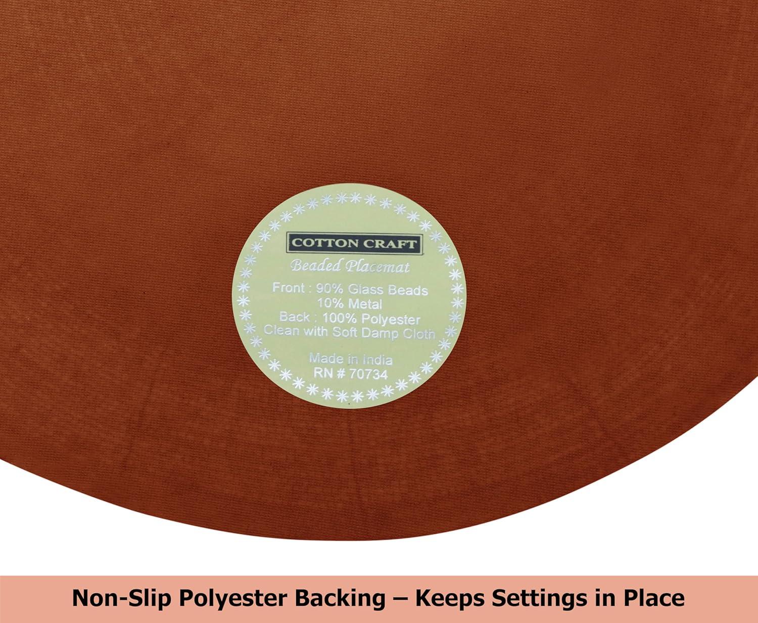 imageCOTTON CRAFT Glitz Beaded Charger Placemat  Red Jingle Bells  Set of 4 Handmade Table Mats  Christmas Xmas Dining Harvest Fall Holiday Celebration Festive Party Table Dcor  135 inches RoundRust