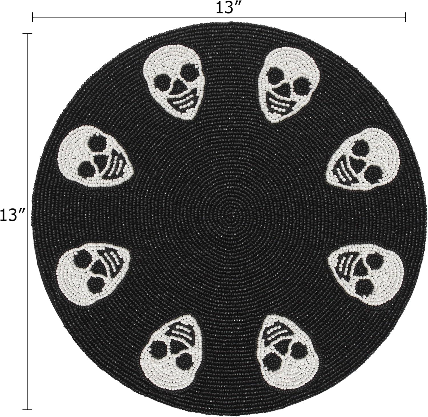 imageCOTTON CRAFT Glitz Beaded Charger Placemat  Red Jingle Bells  Set of 4 Handmade Table Mats  Christmas Xmas Dining Harvest Fall Holiday Celebration Festive Party Table Dcor  135 inches RoundBlack White