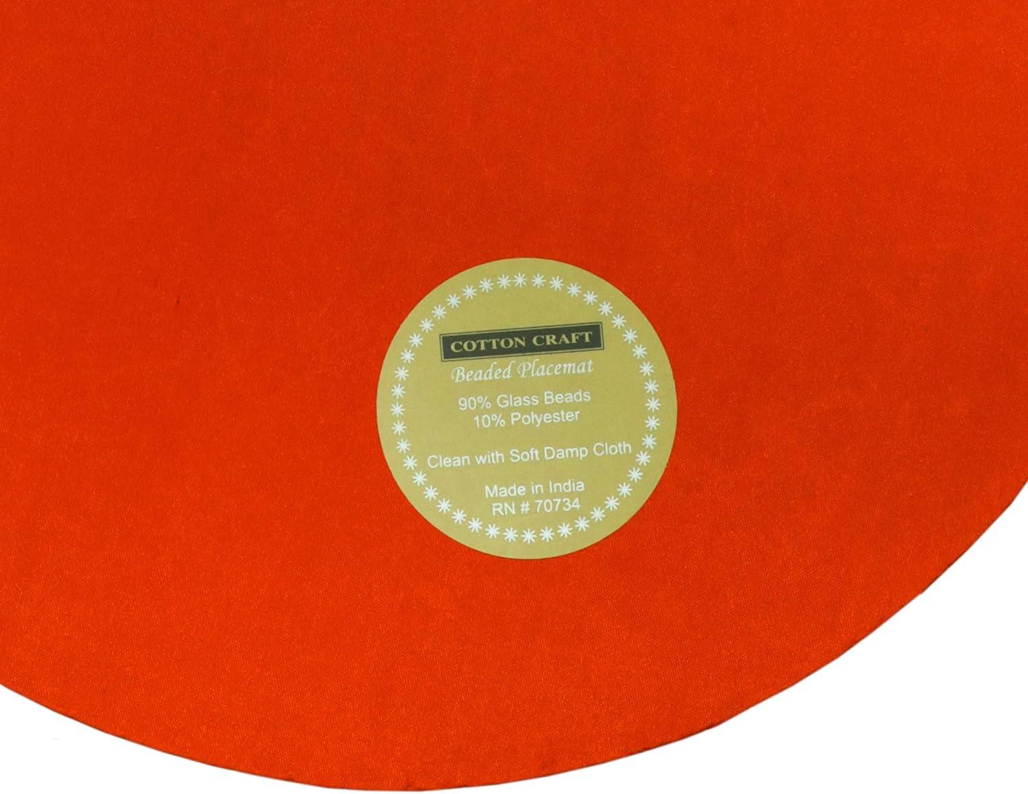 imageCOTTON CRAFT Glitz Beaded Charger Placemat  Red Jingle Bells  Set of 4 Handmade Table Mats  Christmas Xmas Dining Harvest Fall Holiday Celebration Festive Party Table Dcor  135 inches RoundPumpkin Orange