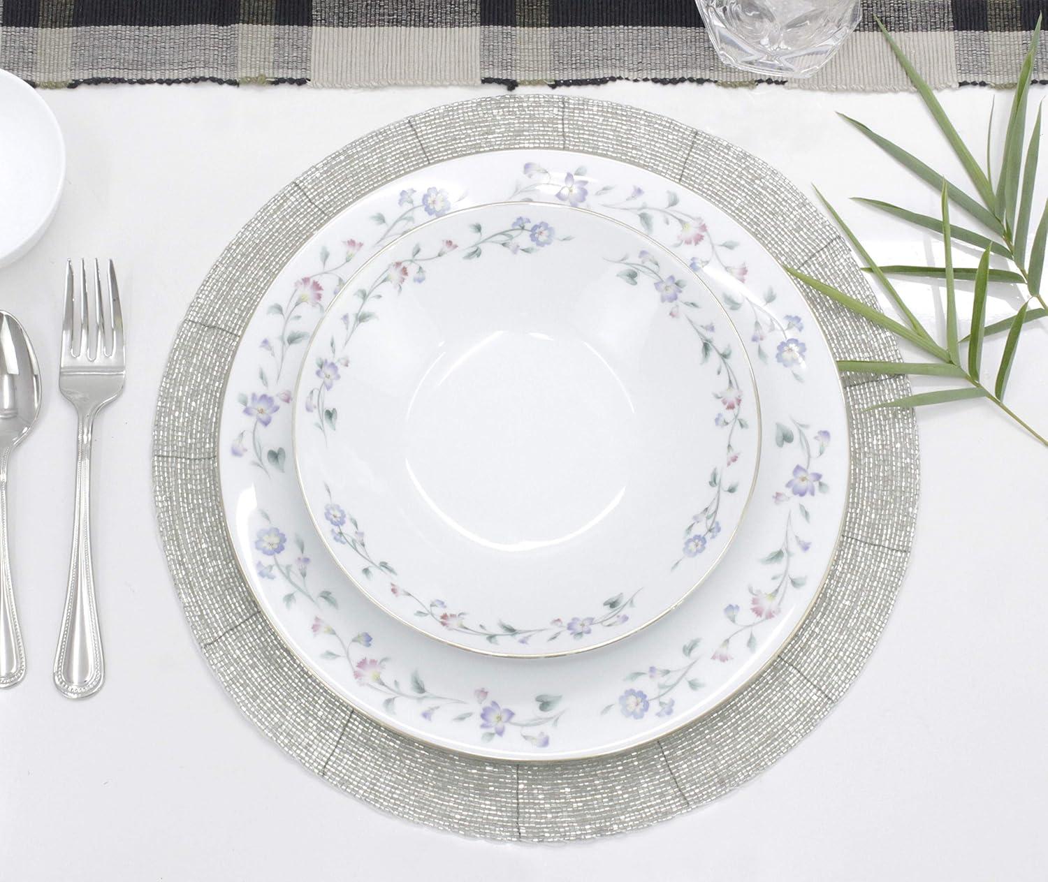 imageCOTTON CRAFT Glitz Beaded Charger Placemat  Red Jingle Bells  Set of 4 Handmade Table Mats  Christmas Xmas Dining Harvest Fall Holiday Celebration Festive Party Table Dcor  135 inches RoundSilver