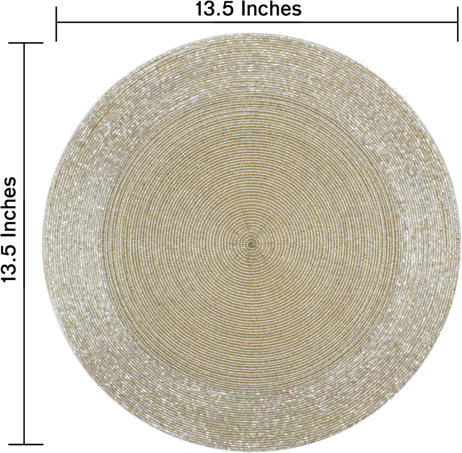 imageCOTTON CRAFT Glitz Beaded Charger Placemat  Red Jingle Bells  Set of 4 Handmade Table Mats  Christmas Xmas Dining Harvest Fall Holiday Celebration Festive Party Table Dcor  135 inches RoundChampagne