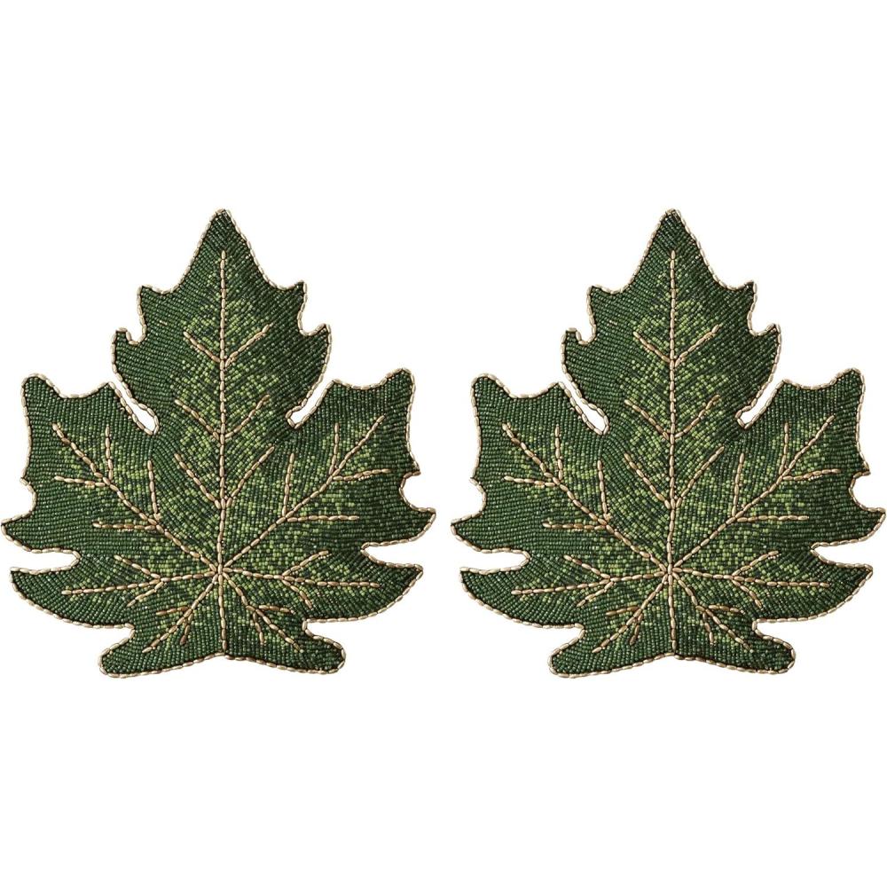 imageCOTTON CRAFT Glitz Beaded Charger Placemat  Red Jingle Bells  Set of 4 Handmade Table Mats  Christmas Xmas Dining Harvest Fall Holiday Celebration Festive Party Table Dcor  135 inches RoundGreen Gold