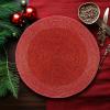 COTTON CRAFT Glitz Beaded Charger Placemat – Red Jingle Bells – Set of 4 Handmade Table Mats – Christmas Xmas Dining Harvest Fall Holiday Celebration Festive Party Table Décor – 13.5 inches Round(Red)