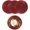 COTTON CRAFT Glitz Beaded Charger Placemat – Red Jingle Bells – Set of 4 Handmade Table Mats – Christmas Xmas Dining Harvest Fall Holiday Celebration Festive Party Table Décor – 13.5 inches Round(Red Bells)