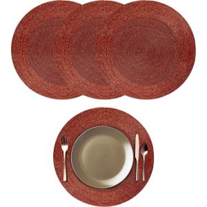 COTTON CRAFT Glitz Beaded Charger Placemat – Red Jingle Bells – Set of 4 Handmade Table Mats – Christmas Xmas Dining Harvest Fall Holiday Celebration Festive Party Table Décor – 13.5 inches Round(Rust)