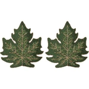 COTTON CRAFT Glitz Beaded Charger Placemat – Red Jingle Bells – Set of 4 Handmade Table Mats – Christmas Xmas Dining Harvest Fall Holiday Celebration Festive Party Table Décor – 13.5 inches Round(Green Gold)