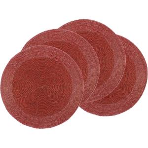 COTTON CRAFT Glitz Beaded Charger Placemat – Red Jingle Bells – Set of 4 Handmade Table Mats – Christmas Xmas Dining Harvest Fall Holiday Celebration Festive Party Table Décor – 13.5 inches Round(Red)