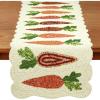 COTTON CRAFT Happy Hunting Handmade Beaded Table Runner – Easter Tulips Spring Floral Bunny Rabbit – Luncheon Dinner Celebration Festive Party Tabletop Décor Tablerunner – 13×36 – Easter Spring Multi(Carrots)