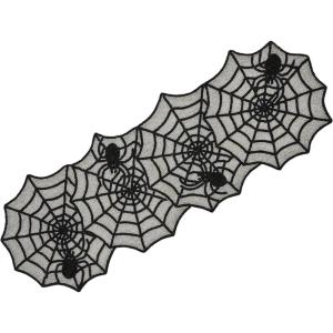 COTTON CRAFT Happy Hunting Handmade Beaded Table Runner – Easter Tulips Spring Floral Bunny Rabbit – Luncheon Dinner Celebration Festive Party Tabletop Décor Tablerunner – 13×36 – Easter Spring Multi(Spider Web)