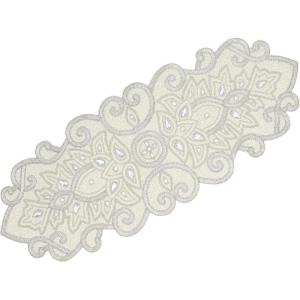 COTTON CRAFT Happy Hunting Handmade Beaded Table Runner – Easter Tulips Spring Floral Bunny Rabbit – Luncheon Dinner Celebration Festive Party Tabletop Décor Tablerunner – 13×36 – Easter Spring Multi(Silver)