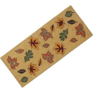 COTTON CRAFT Happy Hunting Handmade Beaded Table Runner – Easter Tulips Spring Floral Bunny Rabbit – Luncheon Dinner Celebration Festive Party Tabletop Décor Tablerunner – 13×36 – Easter Spring Multi(Scattered Leaves)