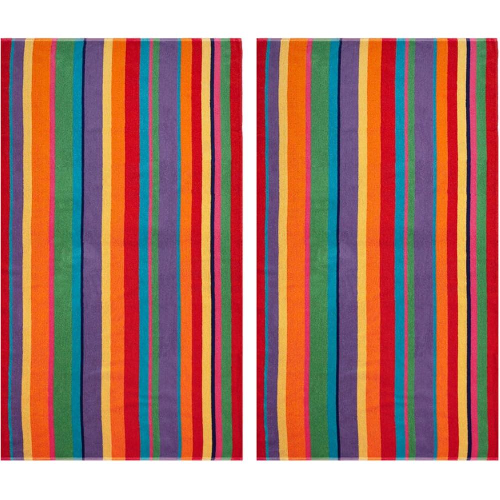 imageCOTTON CRAFT Hooded Beach Towel  Oversized 39 x 68 Towel with Hood for Adults  100 Ringspun Cotton Velour Terry Towel  450 GSM  Super Soft Plush Absorbent Quick Dry Bath Wrap  Cabana Stripe BlueSummer of Siam