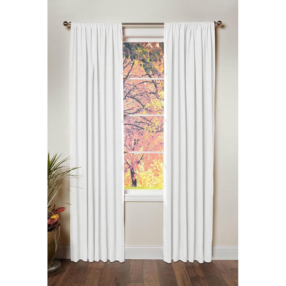 imageCOTTON CRAFT White Curtain Window Panel Drapes  Set of 2  Thick Cotton Duck Fabric Reverse Tab Top Window Treatment  Bonus Tie Backs  Clean Crisp Elegant Look  Bedroom Living Room  50 W x 84 LWhite