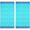 COTTON CRAFT Hooded Beach Towel – Oversized 39 x 68 Towel with Hood for Adults – 100% Ringspun Cotton Velour Terry Towel – 450 GSM – Super Soft Plush Absorbent Quick Dry Bath Wrap – Cabana Stripe Blue(Summer Trellis Pool Blue)