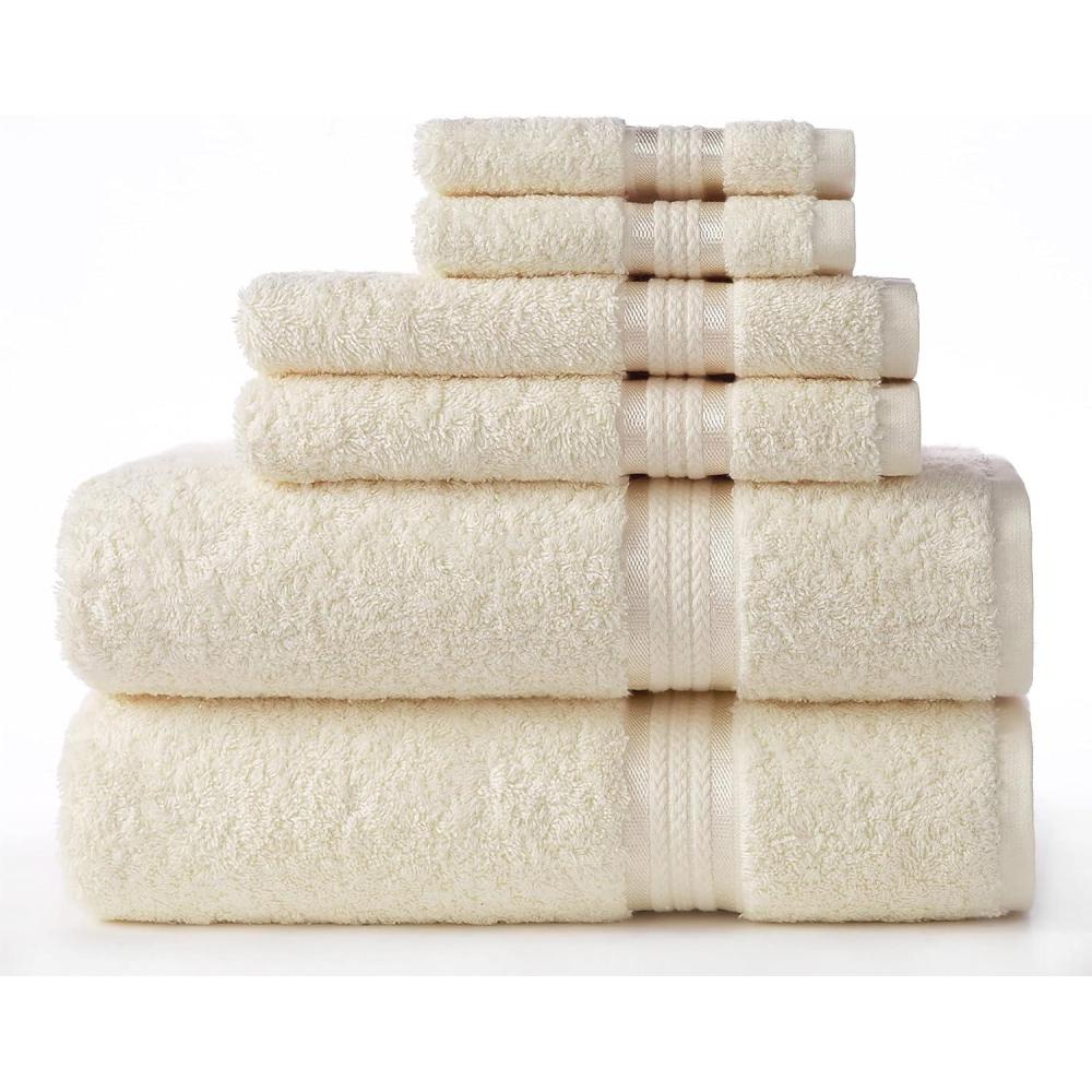imageCOTTON CRAFT Ultra Soft 6 Piece Towel Set  2 Large Bath Towels 2 Hand Towels 2 Washcloths  Absorbent 580 GSM Quick Dry Everyday Luxury Hotel Bathroom Spa Gym Shower Pool Travel 100 Cotton  TealIvory