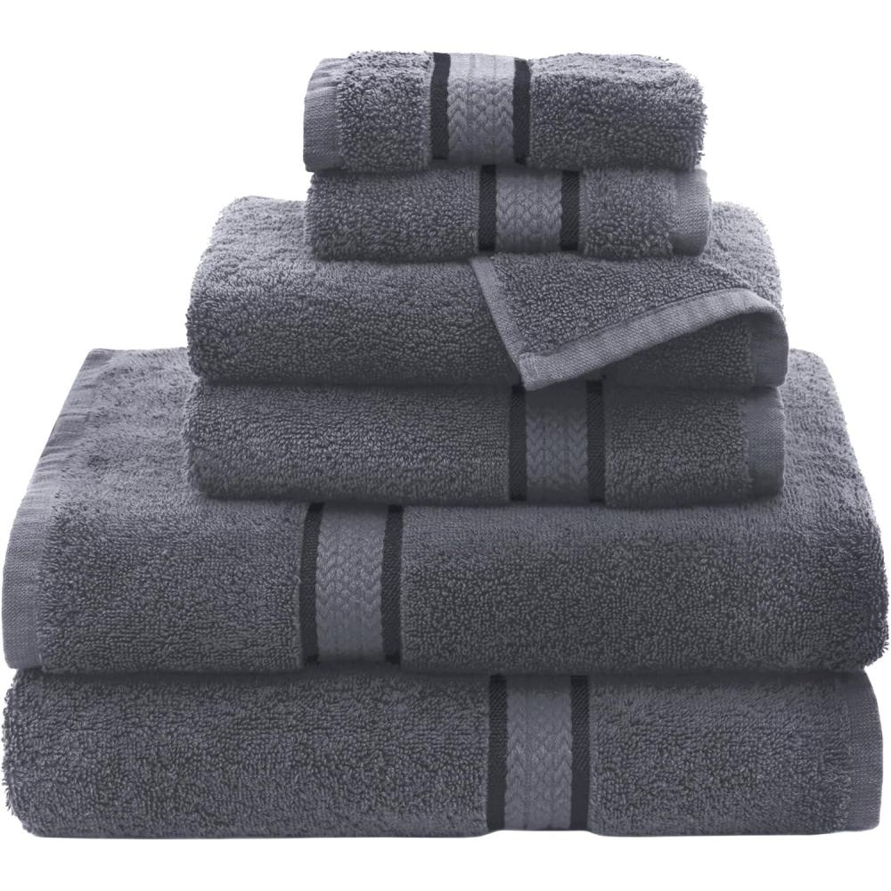 imageCOTTON CRAFT Ultra Soft 6 Piece Towel Set  2 Large Bath Towels 2 Hand Towels 2 Washcloths  Absorbent 580 GSM Quick Dry Everyday Luxury Hotel Bathroom Spa Gym Shower Pool Travel 100 Cotton  TealCharcoal