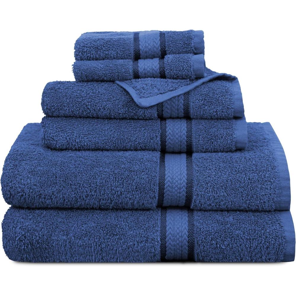 imageCOTTON CRAFT Ultra Soft 6 Piece Towel Set  2 Large Bath Towels 2 Hand Towels 2 Washcloths  Absorbent 580 GSM Quick Dry Everyday Luxury Hotel Bathroom Spa Gym Shower Pool Travel 100 Cotton  TealBlue