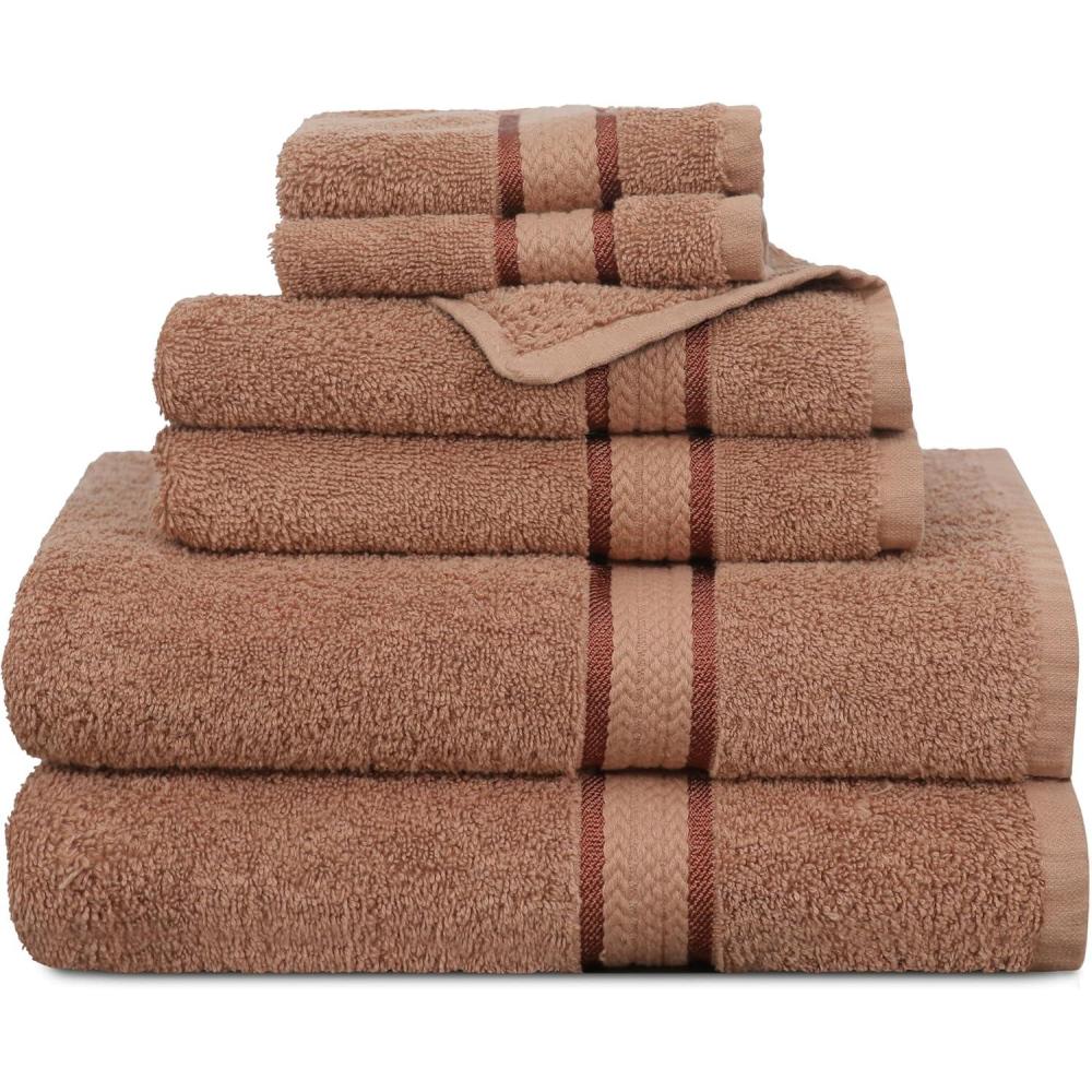imageCOTTON CRAFT Ultra Soft 6 Piece Towel Set  2 Large Bath Towels 2 Hand Towels 2 Washcloths  Absorbent 580 GSM Quick Dry Everyday Luxury Hotel Bathroom Spa Gym Shower Pool Travel 100 Cotton  TealMocha