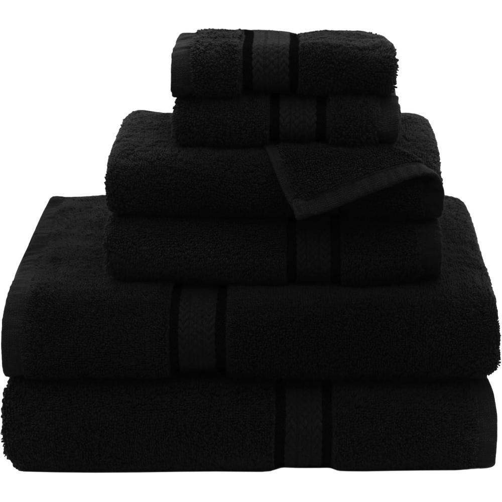 imageCOTTON CRAFT Ultra Soft 6 Piece Towel Set  2 Large Bath Towels 2 Hand Towels 2 Washcloths  Absorbent 580 GSM Quick Dry Everyday Luxury Hotel Bathroom Spa Gym Shower Pool Travel 100 Cotton  TealBlack