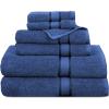 COTTON CRAFT Ultra Soft 6 Piece Towel Set – 2 Large Bath Towels, 2 Hand Towels, 2 Washcloths – Absorbent 580 GSM Quick Dry Everyday Luxury Hotel Bathroom Spa Gym Shower Pool Travel -100% Cotton – Teal(Blue)