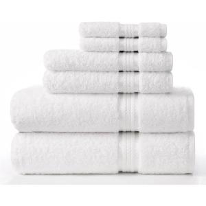 COTTON CRAFT Ultra Soft 6 Piece Towel Set – 2 Large Bath Towels, 2 Hand Towels, 2 Washcloths – Absorbent 580 GSM Quick Dry Everyday Luxury Hotel Bathroom Spa Gym Shower Pool Travel -100% Cotton – Teal(White)