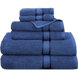 COTTON CRAFT Ultra Soft 6 Piece Towel Set – 2 Large Bath Towels, 2 Hand Towels, 2 Washcloths – Absorbent 580 GSM Quick Dry Everyday Luxury Hotel Bathroom Spa Gym Shower Pool Travel -100% Cotton – Teal(Blue)