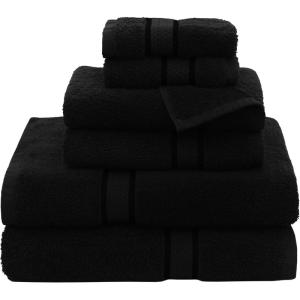 COTTON CRAFT Ultra Soft 6 Piece Towel Set – 2 Large Bath Towels, 2 Hand Towels, 2 Washcloths – Absorbent 580 GSM Quick Dry Everyday Luxury Hotel Bathroom Spa Gym Shower Pool Travel -100% Cotton – Teal(Black)