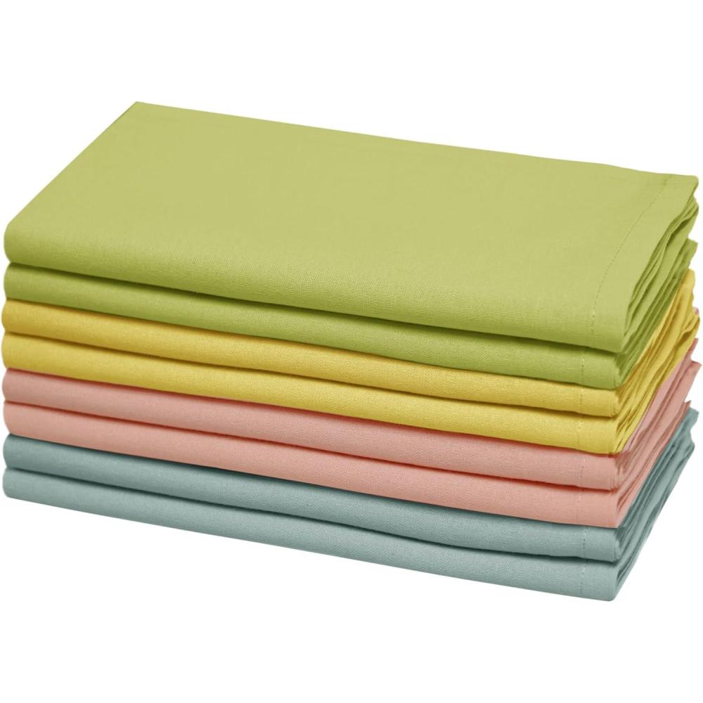 imageCOTTON CRAFT Gingham Buffalo Plaid Check Napkins  Spring Easter Bunny Pastel Luncheon Dinner  Set of 8  Pure Cotton  Reusable Washable  17 x 17 inches  Yellow Multi PastelMulticolor