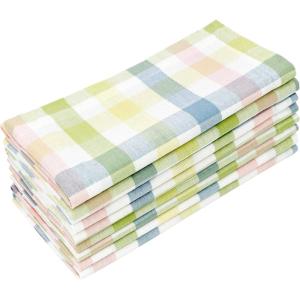 COTTON CRAFT Gingham Buffalo Plaid Check Napkins – Spring Easter Bunny Pastel Luncheon Dinner – Set of 8 – Pure Cotton – Reusable Washable – 17 x 17 inches – Yellow Multi Pastel(Yellow Multi)