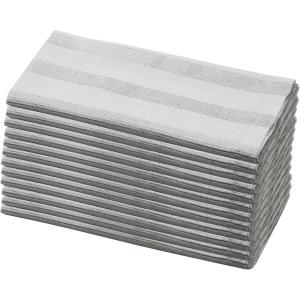 COTTON CRAFT Christmas Holiday Napkins -12 Pack- Cotton Cloth Table Napkins – Reusable Washable – Lunch Dinner Party Celebration Decorative Napkin Festive Gift Bag-18×18 White & Metallic Silver Stripe