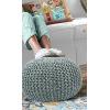 COTTON CRAFT Round Pouf – Hand Knitted Cotton Braid Cord Cable Dori Ottoman – Foot Stool – Floor Pouf Footrest Accent Seat Furniture Bean Bag – Living Room Kids Nursery Dorm Décor – 20×14 – Light Blue(Spa-chocolate)