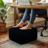 COTTON CRAFT Round Pouf – Hand Knitted Cotton Braid Cord Cable Dori Ottoman – Foot Stool – Floor Pouf Footrest Accent Seat Furniture Bean Bag – Living Room Kids Nursery Dorm Décor – 20×14 – Light Blue(Black – Cube Small)