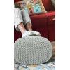 COTTON CRAFT Round Pouf – Hand Knitted Cotton Braid Cord Cable Dori Ottoman – Foot Stool – Floor Pouf Footrest Accent Seat Furniture Bean Bag – Living Room Kids Nursery Dorm Décor – 20×14 – Light Blue(Ash Grey – Round)