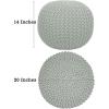 COTTON CRAFT Round Pouf – Hand Knitted Cotton Braid Cord Cable Dori Ottoman – Foot Stool – Floor Pouf Footrest Accent Seat Furniture Bean Bag – Living Room Kids Nursery Dorm Décor – 20×14 – Light Blue(Ash Grey – Round)