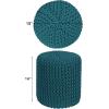 COTTON CRAFT Round Pouf – Hand Knitted Cotton Braid Cord Cable Dori Ottoman – Foot Stool – Floor Pouf Footrest Accent Seat Furniture Bean Bag – Living Room Kids Nursery Dorm Décor – 20×14 – Light Blue(Teal – Cylindrical)
