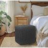 COTTON CRAFT Round Pouf – Hand Knitted Cotton Braid Cord Cable Dori Ottoman – Foot Stool – Floor Pouf Footrest Accent Seat Furniture Bean Bag – Living Room Kids Nursery Dorm Décor – 20×14 – Light Blue(Grey – Cube Large)