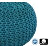 COTTON CRAFT Round Pouf – Hand Knitted Cotton Braid Cord Cable Dori Ottoman – Foot Stool – Floor Pouf Footrest Accent Seat Furniture Bean Bag – Living Room Kids Nursery Dorm Décor – 20×14 – Light Blue(Teal – Round)