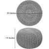 COTTON CRAFT Round Pouf – Hand Knitted Cotton Braid Cord Cable Dori Ottoman – Foot Stool – Floor Pouf Footrest Accent Seat Furniture Bean Bag – Living Room Kids Nursery Dorm Décor – 20×14 – Light Blue(Light Grey – Round)