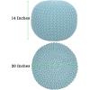COTTON CRAFT Round Pouf – Hand Knitted Cotton Braid Cord Cable Dori Ottoman – Foot Stool – Floor Pouf Footrest Accent Seat Furniture Bean Bag – Living Room Kids Nursery Dorm Décor – 20×14 – Light Blue(Light Blue – Round)