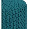 COTTON CRAFT Round Pouf – Hand Knitted Cotton Braid Cord Cable Dori Ottoman – Foot Stool – Floor Pouf Footrest Accent Seat Furniture Bean Bag – Living Room Kids Nursery Dorm Décor – 20×14 – Light Blue(Teal – Cylindrical)