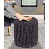COTTON CRAFT Round Pouf – Hand Knitted Cotton Braid Cord Cable Dori Ottoman – Foot Stool – Floor Pouf Footrest Accent Seat Furniture Bean Bag – Living Room Kids Nursery Dorm Décor – 20×14 – Light Blue(Grey – Cylindrical)
