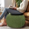 COTTON CRAFT Round Pouf – Hand Knitted Cotton Braid Cord Cable Dori Ottoman – Foot Stool – Floor Pouf Footrest Accent Seat Furniture Bean Bag – Living Room Kids Nursery Dorm Décor – 20×14 – Light Blue(Sage – Round)