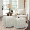 COTTON CRAFT Round Pouf – Hand Knitted Cotton Braid Cord Cable Dori Ottoman – Foot Stool – Floor Pouf Footrest Accent Seat Furniture Bean Bag – Living Room Kids Nursery Dorm Décor – 20×14 – Light Blue(Ivory – Cube Large)