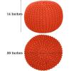 COTTON CRAFT Round Pouf – Hand Knitted Cotton Braid Cord Cable Dori Ottoman – Foot Stool – Floor Pouf Footrest Accent Seat Furniture Bean Bag – Living Room Kids Nursery Dorm Décor – 20×14 – Light Blue(Orange – Round)