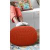 COTTON CRAFT Round Pouf – Hand Knitted Cotton Braid Cord Cable Dori Ottoman – Foot Stool – Floor Pouf Footrest Accent Seat Furniture Bean Bag – Living Room Kids Nursery Dorm Décor – 20×14 – Light Blue(Orange – Round)
