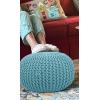 COTTON CRAFT Round Pouf – Hand Knitted Cotton Braid Cord Cable Dori Ottoman – Foot Stool – Floor Pouf Footrest Accent Seat Furniture Bean Bag – Living Room Kids Nursery Dorm Décor – 20×14 – Light Blue(Light Blue – Round)