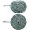 COTTON CRAFT Round Pouf – Hand Knitted Cotton Braid Cord Cable Dori Ottoman – Foot Stool – Floor Pouf Footrest Accent Seat Furniture Bean Bag – Living Room Kids Nursery Dorm Décor – 20×14 – Light Blue(Spa-chocolate)