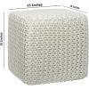COTTON CRAFT Round Pouf – Hand Knitted Cotton Braid Cord Cable Dori Ottoman – Foot Stool – Floor Pouf Footrest Accent Seat Furniture Bean Bag – Living Room Kids Nursery Dorm Décor – 20×14 – Light Blue(Ivory – Cube Large)