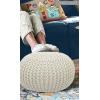 COTTON CRAFT Round Pouf – Hand Knitted Cotton Braid Cord Cable Dori Ottoman – Foot Stool – Floor Pouf Footrest Accent Seat Furniture Bean Bag – Living Room Kids Nursery Dorm Décor – 20×14 – Light Blue(Ivory – Round)